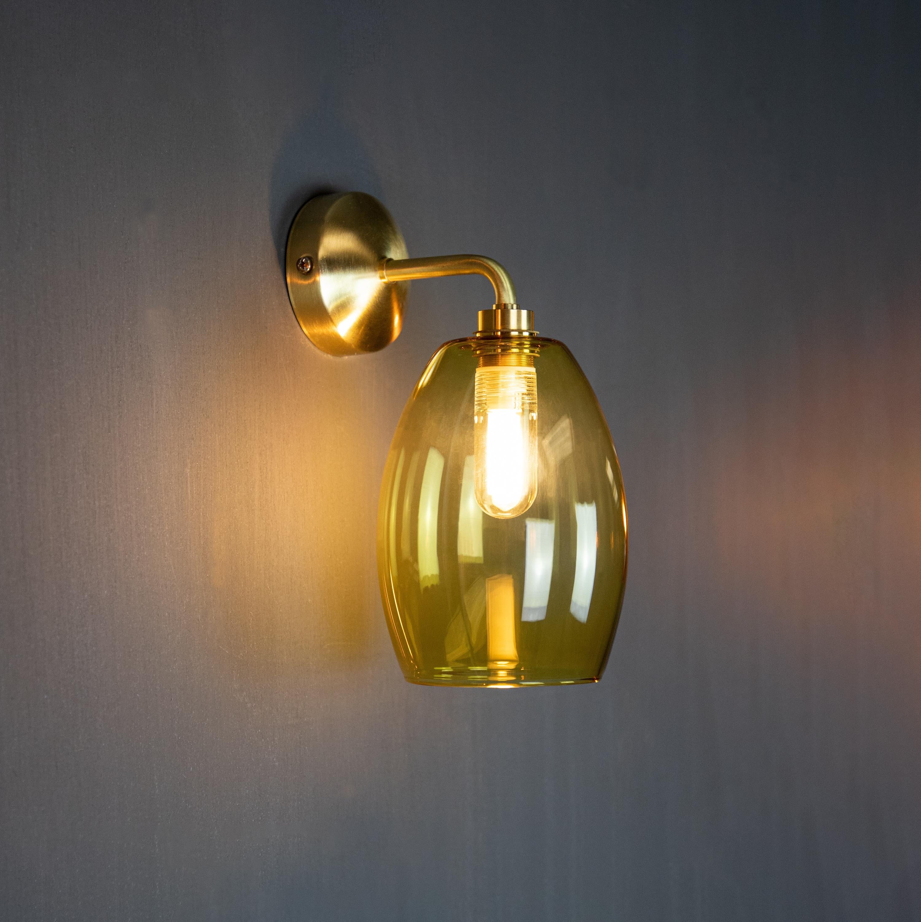 Image of Yellow Glass Bertie Bathroom Wall Light IP44